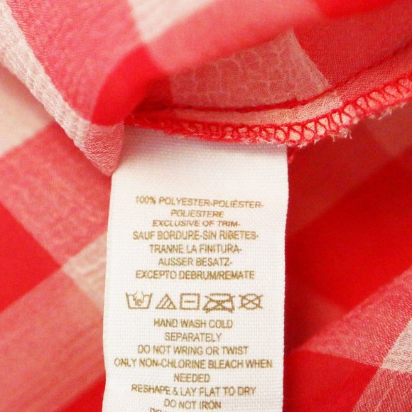 Free People Red Gingham Plaid Semi Sheer Flowy Button Front Shirt Size S Airy - Picture 10 of 15